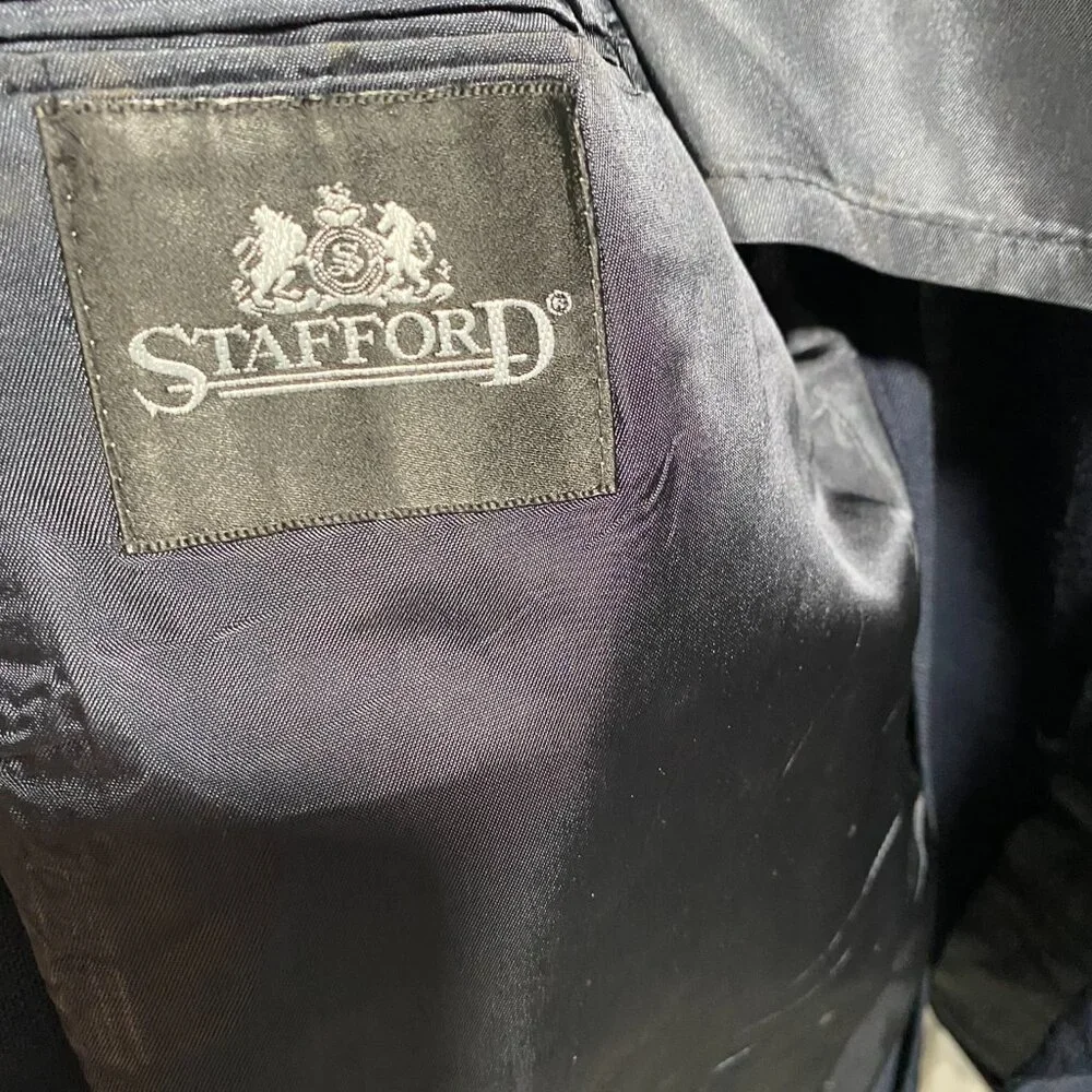 Stafford blazer sport coat jacket navy gold buttons - Picture 4 of 7